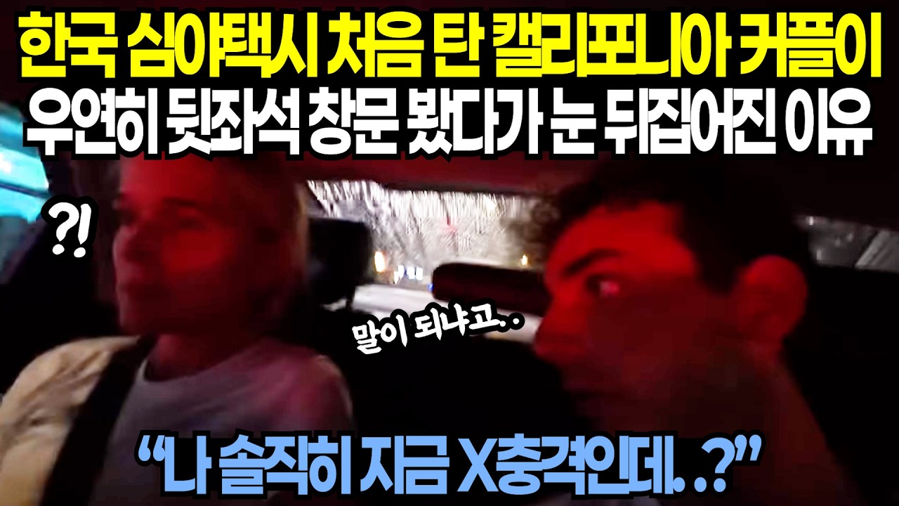 한국 심야택시 처음 탄 캘리포니아 외국인 커플이, 우연히 뒷좌석 창문 봤다가 눈 뒤집어진 이유 // 