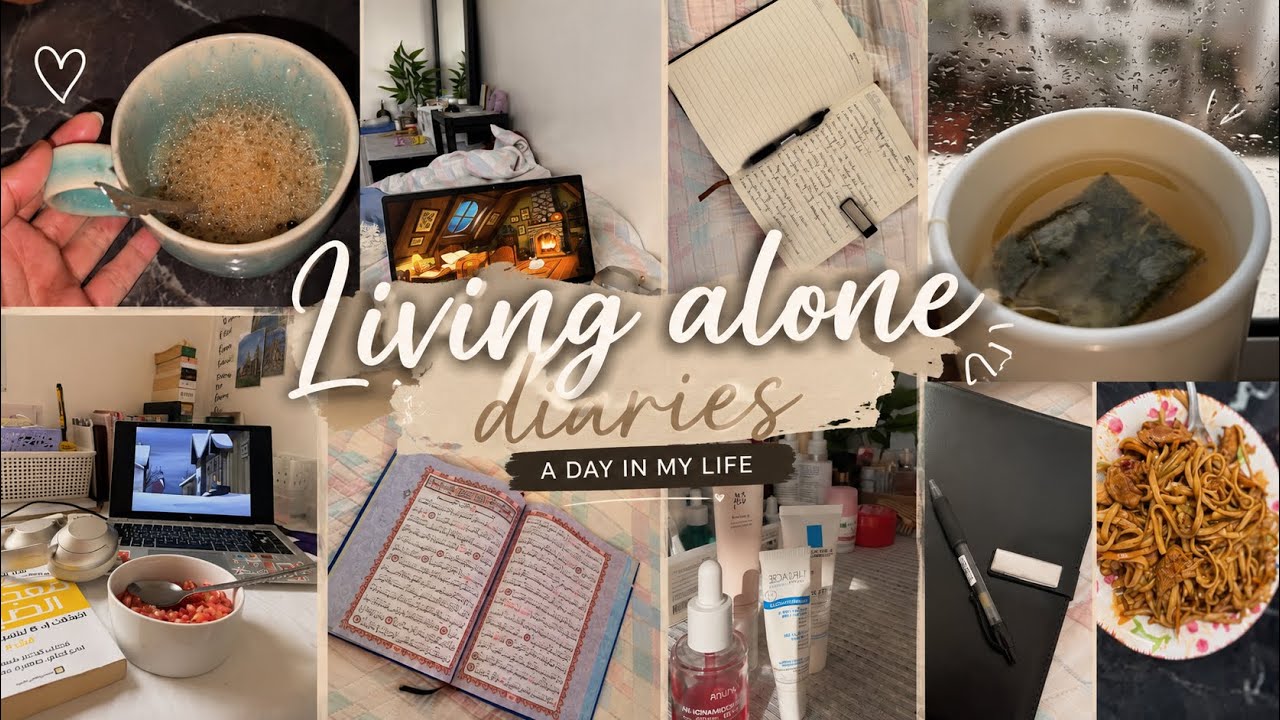 Living alone diaries| يوم ممطر و هادئ من ايام نونبر ، إنتاجية ،دراسة، قراءة،عناية بالنفس