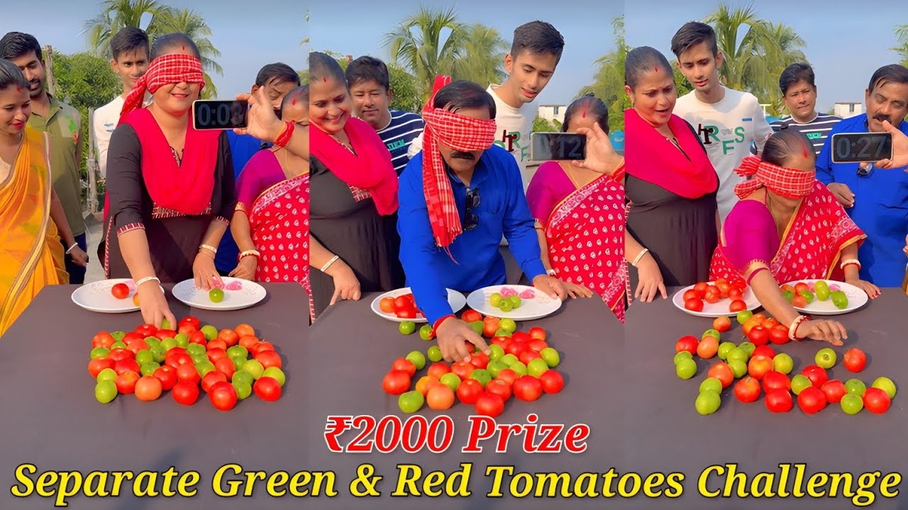 Separate Green & Red Tomatoes Challenge - ₹2000 Prize 🔥| মজার চ্যালেঞ্জ গেম 😛/ SK Challenge Video