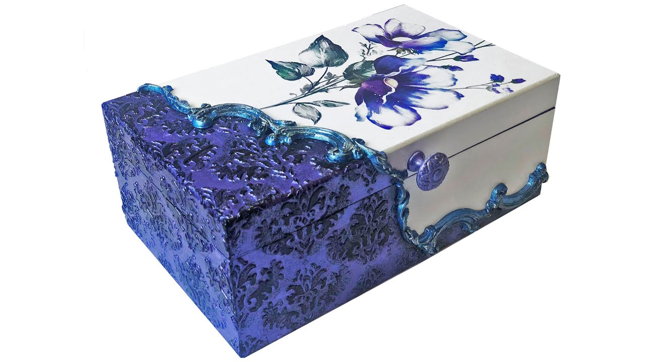 DIY DECOUPAGE BOX WITH SILICONE MOLDS / DECORATION ON A WOODEN BOX