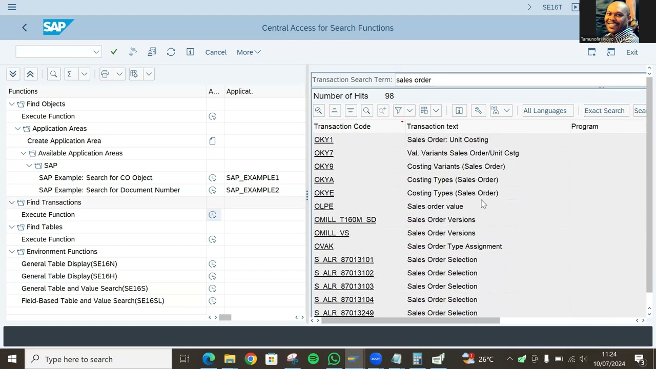 How to find any t code and table in SAP