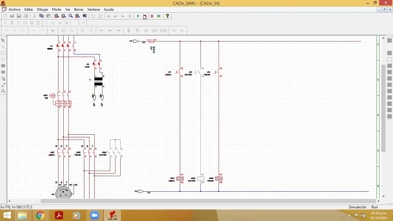 Lógica Cableada Cadesimu- Concepto de arranque estrella - triángulo (delta) para motor trifásico