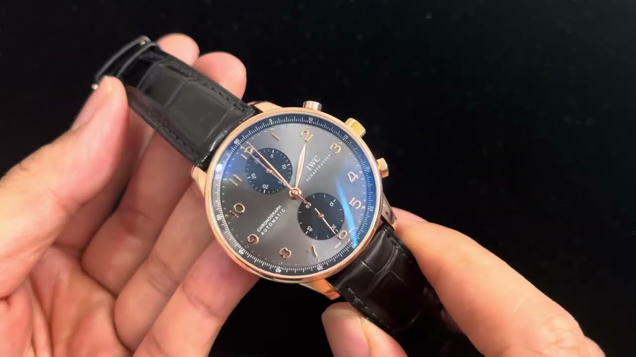 低水金表數量多價錢平容易搵超經典 18k RG IWC portuguese chronograph