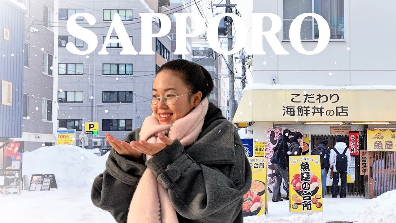 Our First Snow in SAPPORO, JAPAN l local food spots, Nijo Market, Sapporo Tower, SUSUKINO