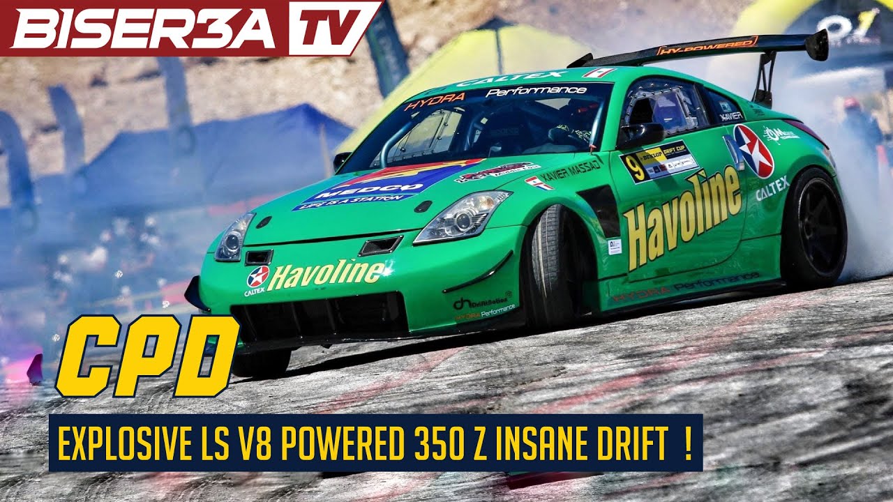 CPD // MAD LS V8 POWERED 350 Z drift machine smoking redbull carpark drift !