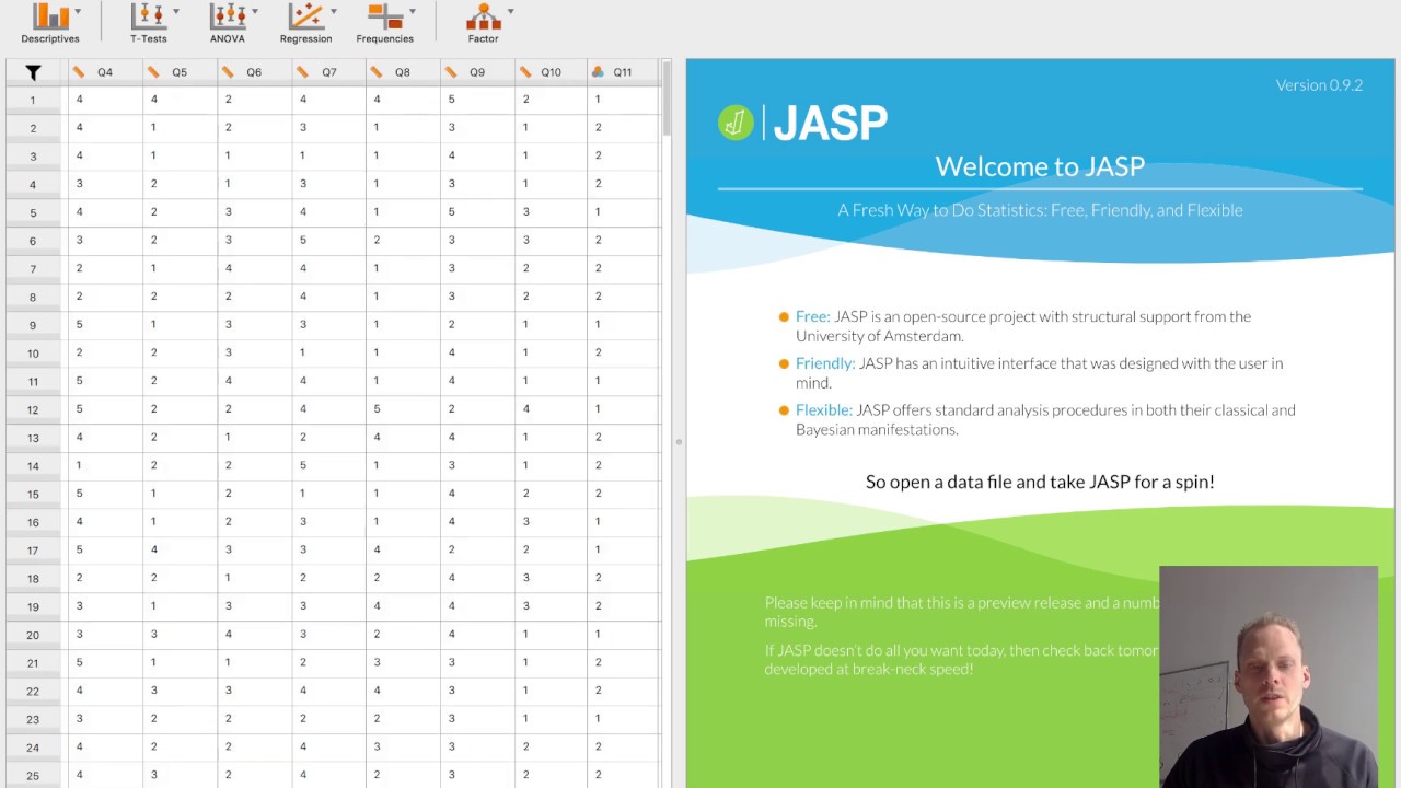 Measurement invariance testing in Jasp