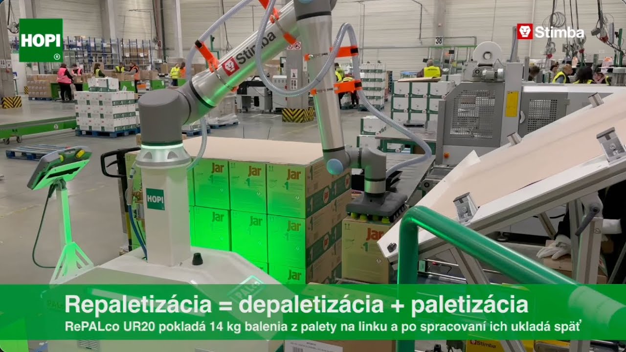 Hopi rePalco UR20 | depaletizácia a paletizácia kolaboratívnym robotom