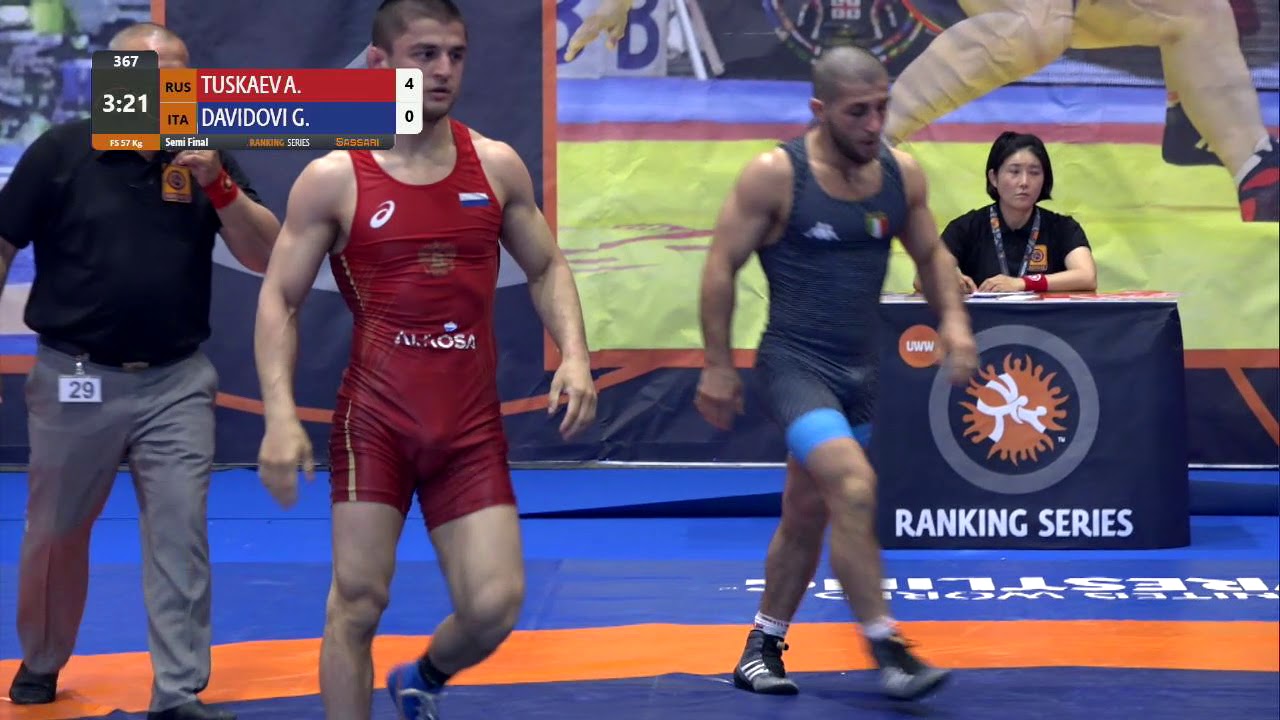 1/2 FS - 57 kg: A. TUSKAEV (RUS) v. G. DAVIDOVI (ITA)