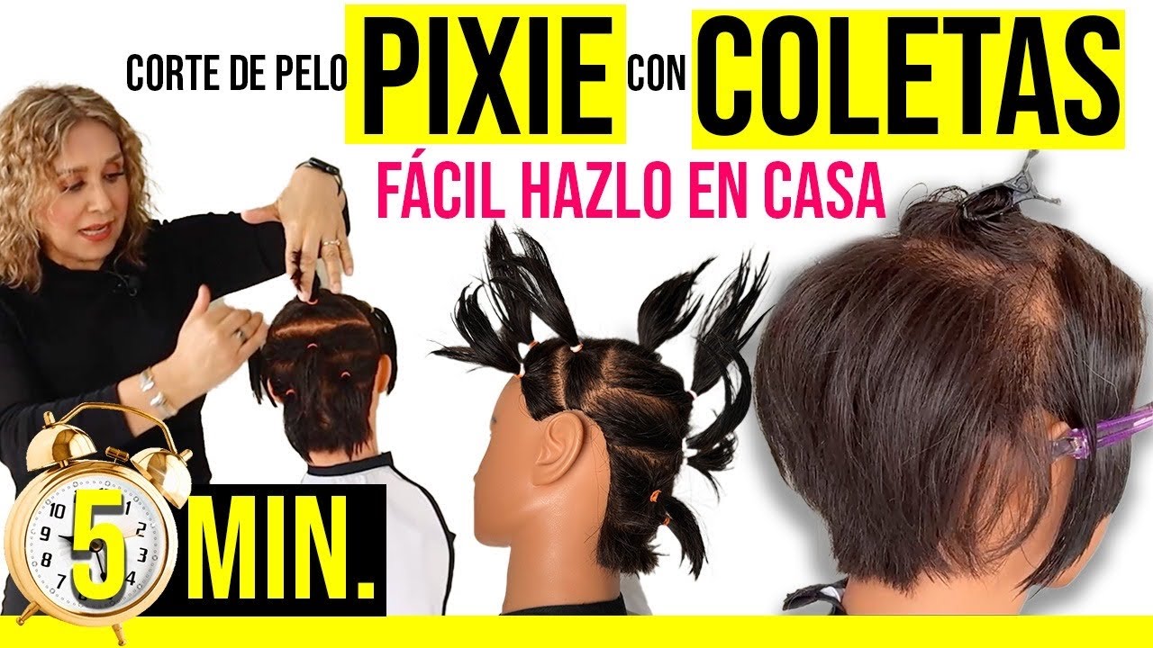 Facil CORTE CORTO de PELO PIXI con COLETAS en 5 MINT. HAZLO TU SOLA EN CASA @bettylazcano TE ENSEÑA
