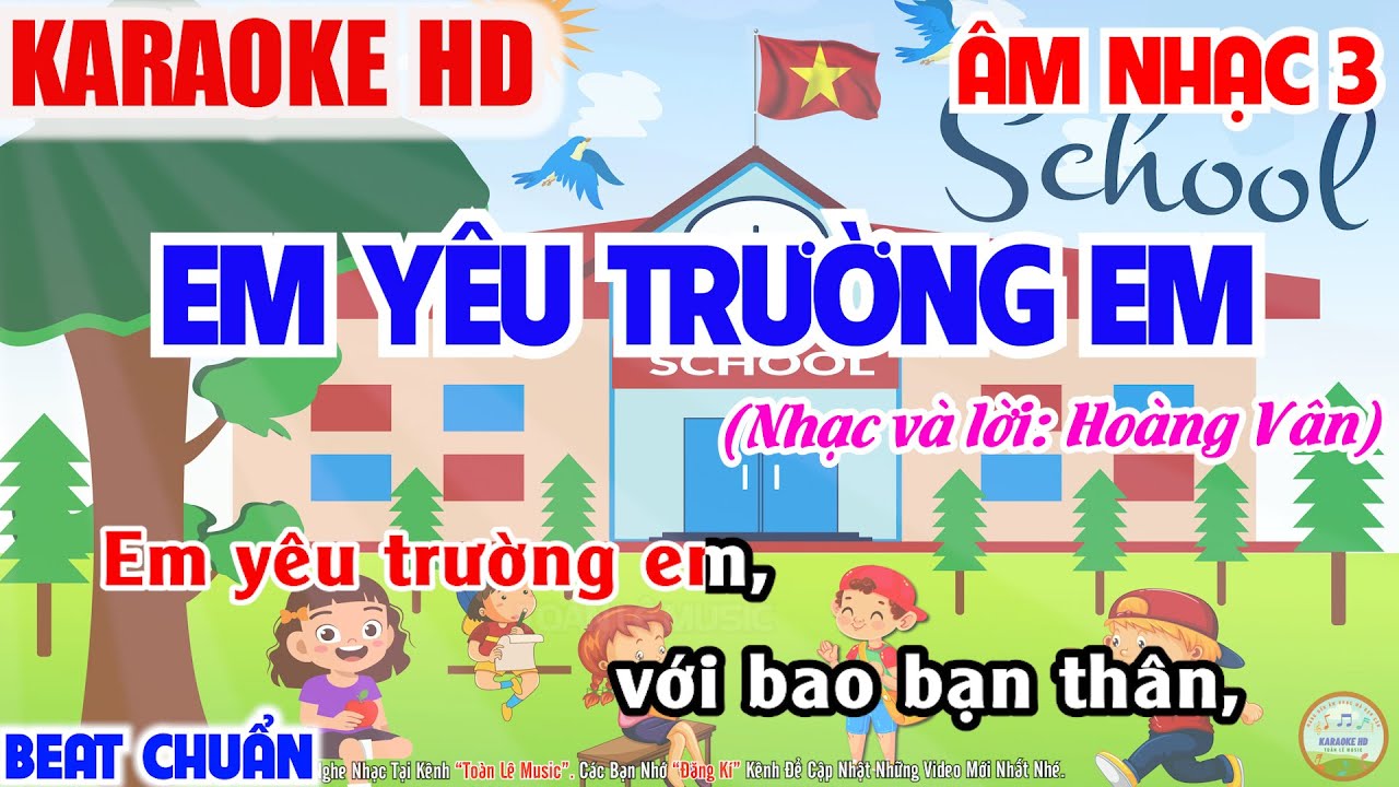 Karaoke | Em Yêu Trường Em - Lớp 3 | Bài 8 - Âm Nhạc Lớp 3 | CD Bộ Giáo Dục