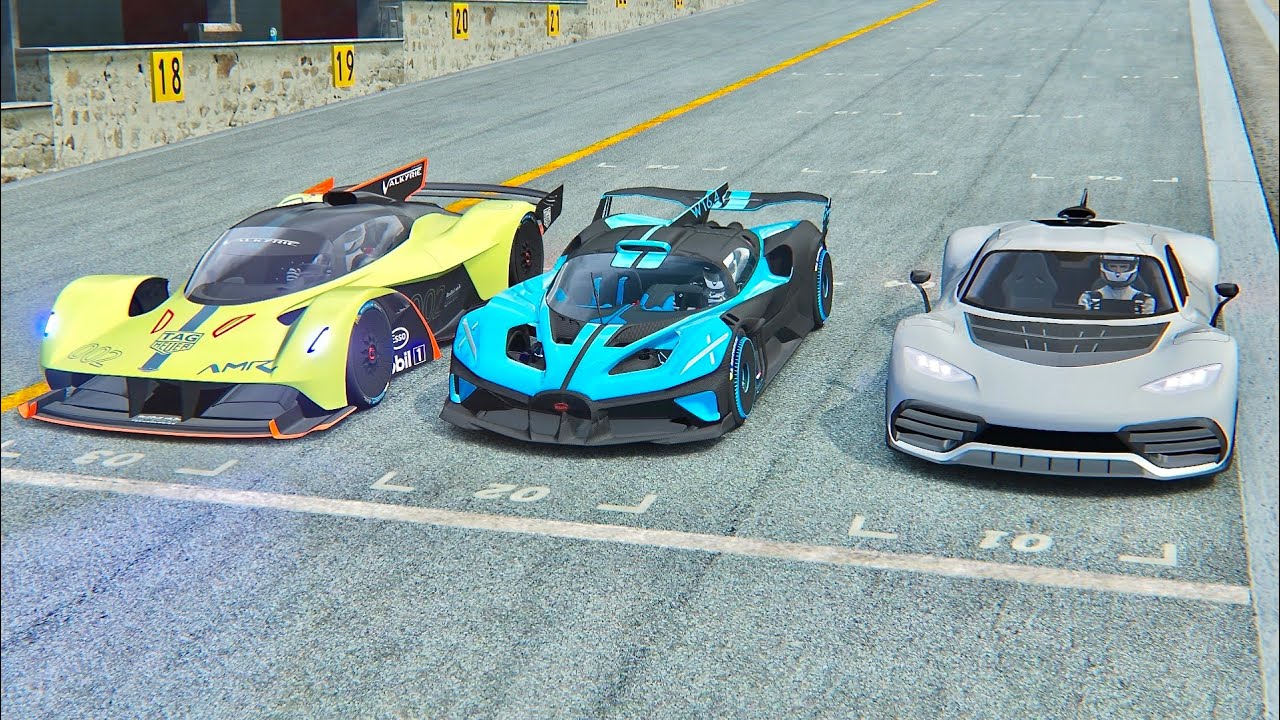Bugatti Bolide vs Mercedes-AMG Project One vs Aston Martin Valkyrie AMR PRO at Nordschleife