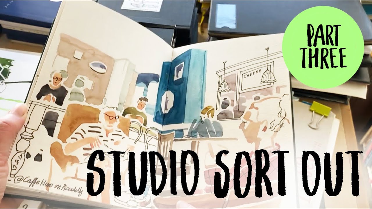 In the studio - Sorting through old sketchbooks spanning decades!