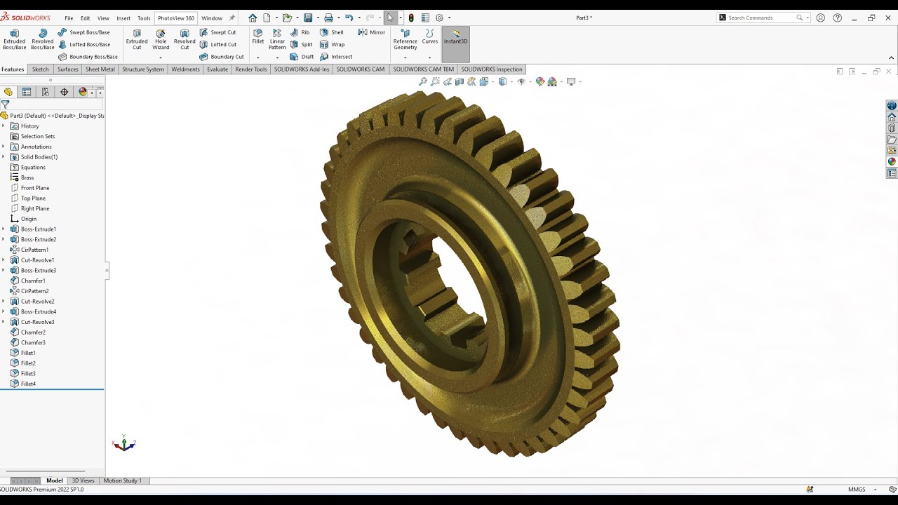 SolidWorks 2022 Tutorial Easy Way to Design a Custom Spur Gear