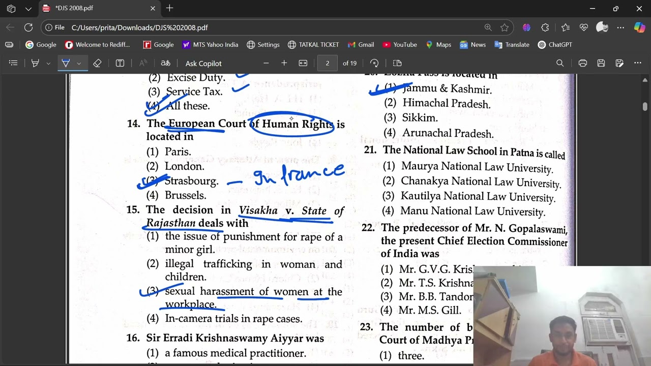 DJS (Preliminary) Exam 2008 | Part 1 | Q. No. 1 to 100 | Previous Year Question Paper Solution |