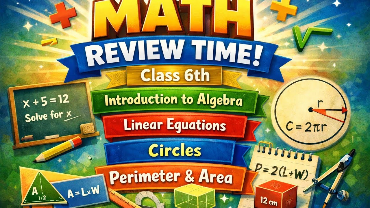 DAV Revision Class 6th Maths Linear equations, circles, perimeter and area 