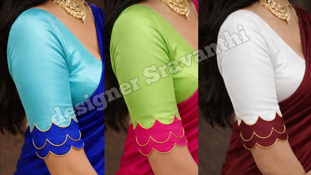 Different Model Blouse Sleeves Cutting and stitching | Blouse Scallop borders |