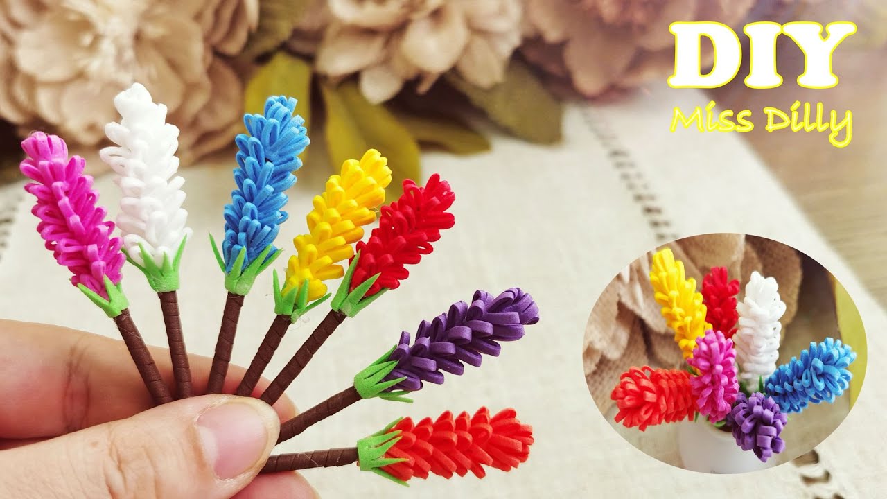Flower Craft Ideas with Foam Sheet🌸Easy Lavender🌸Eva foam flowers ideas #65