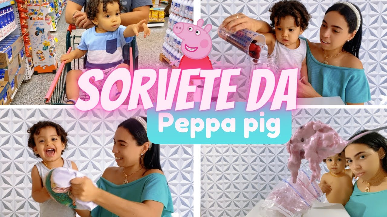 FAZENDO SORVETE DA PEPPA PIG COM MEU BEBÊ | muito fácil e gostoso