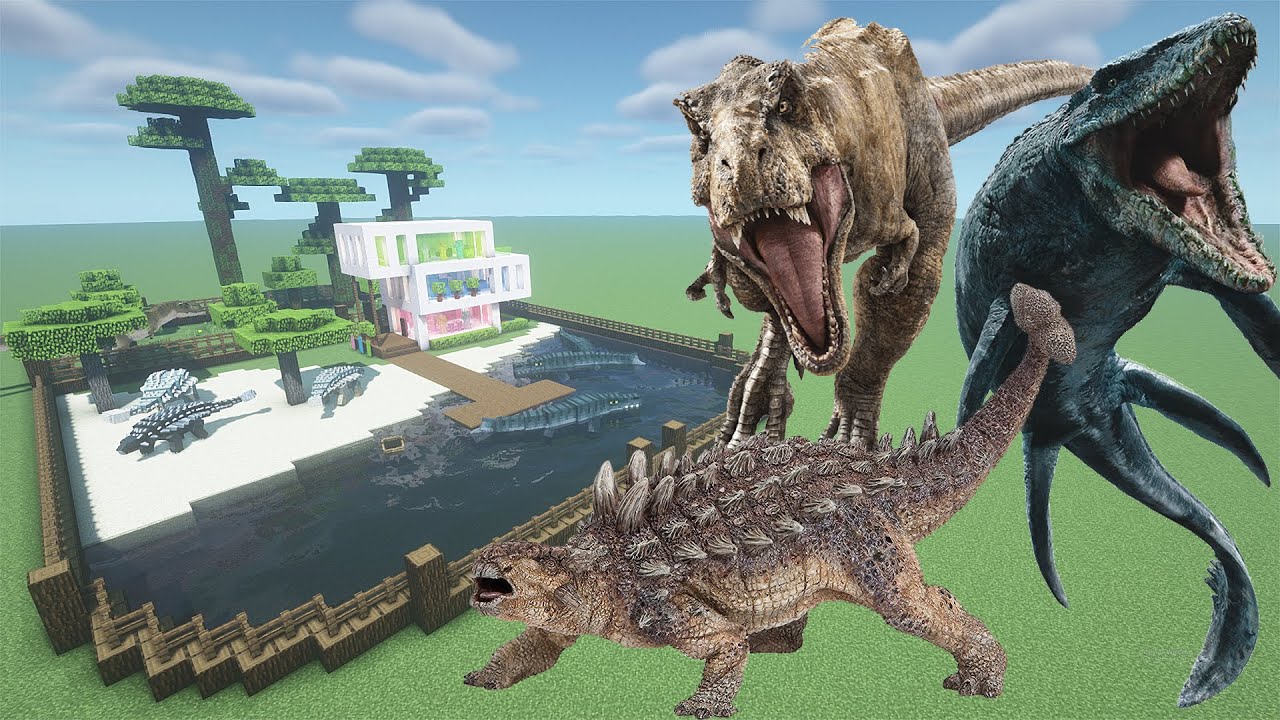 How To Make an Ankylosaurus, Mosasaurus, and T-Rex Farm in Minecraft PE