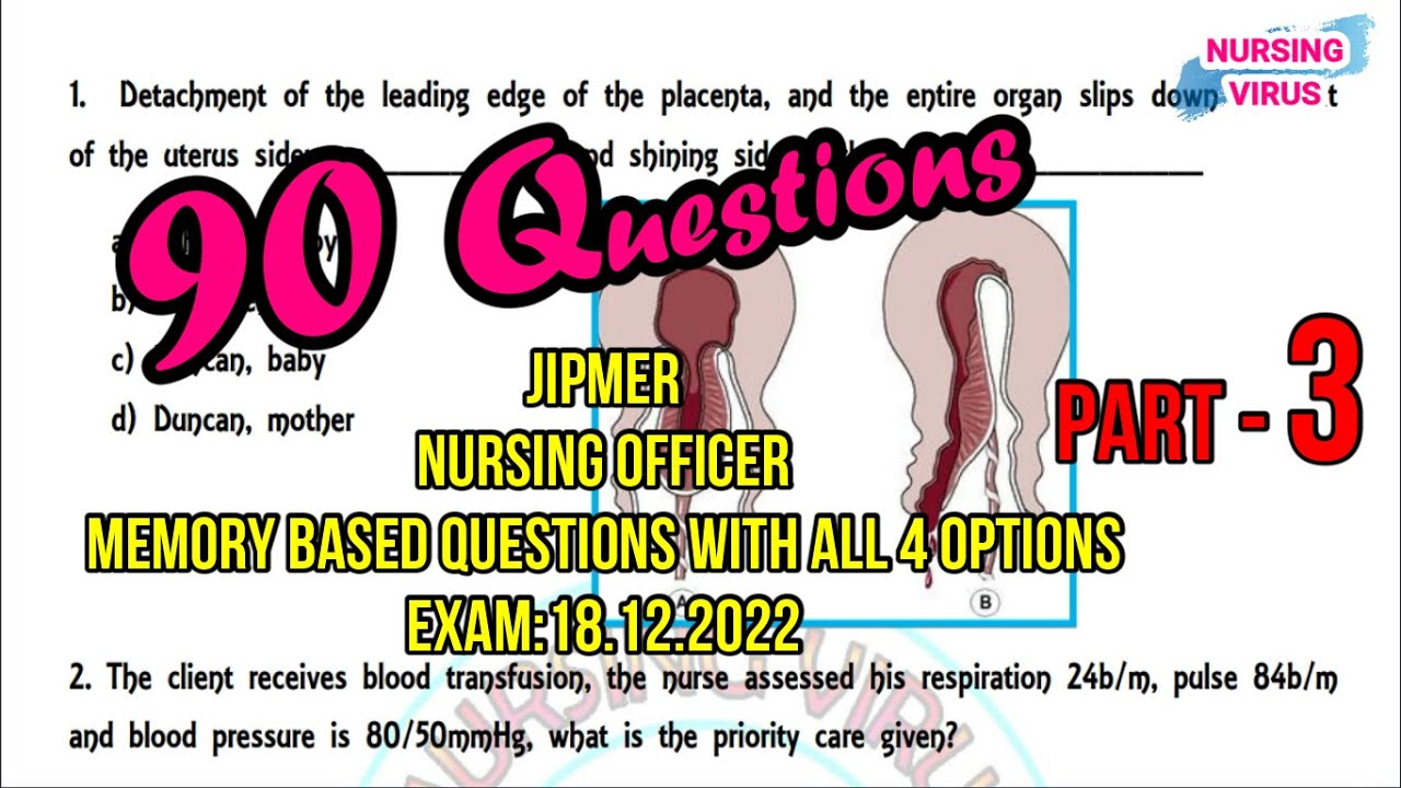 JIPMER Nursing officer Key Answers |Date 18.12.2022 - Part 3 | JIPMER solved question paper 2022