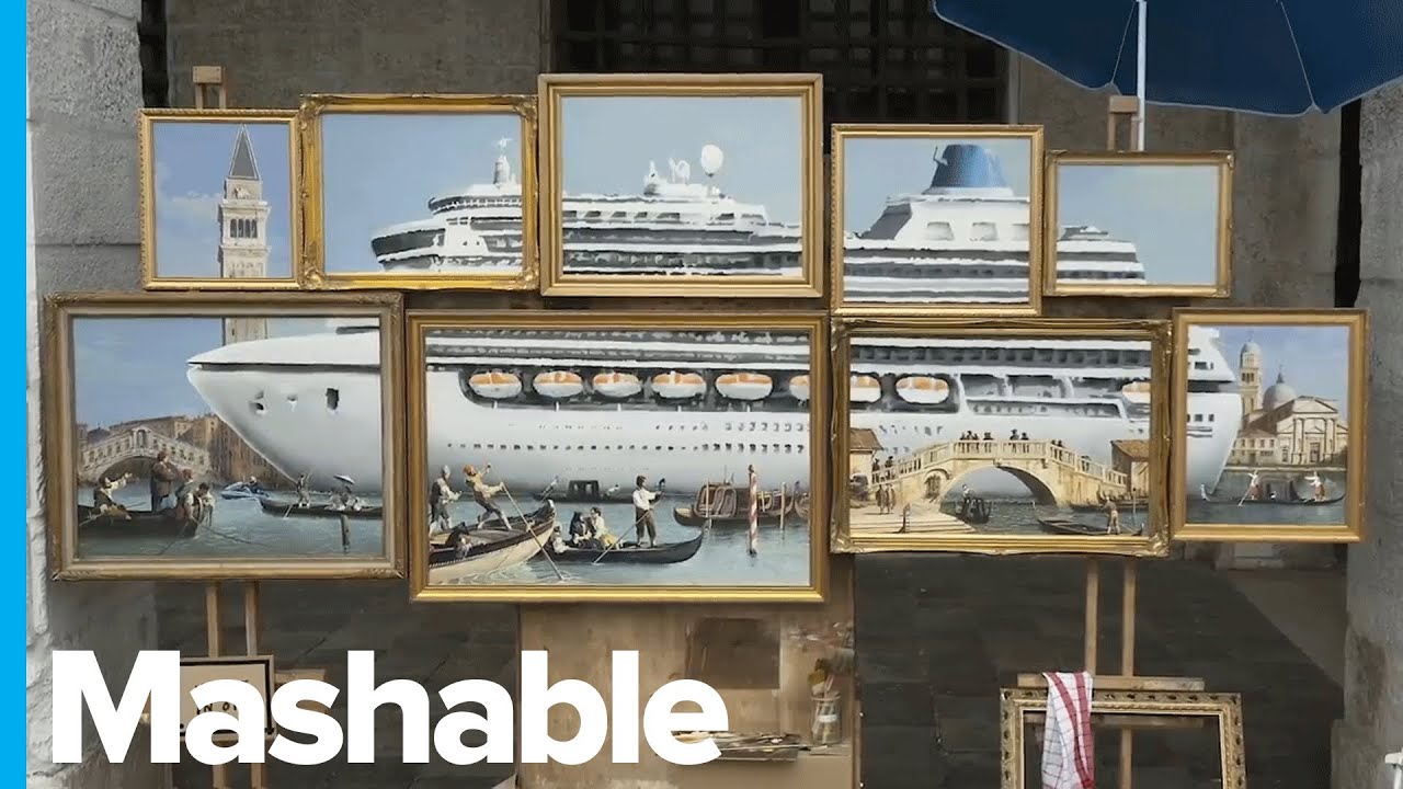 Banksy Crashes Venice Biennale With an Installation That Criticizes The City's Cruise Ship Problem
