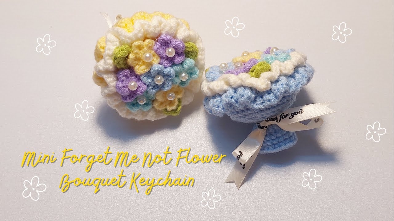 Crochet Mini Bouquet Keychain | Móc móc khoá Bó Hoa Mini 💐 (không cần cầu) #crochet #crochetflower