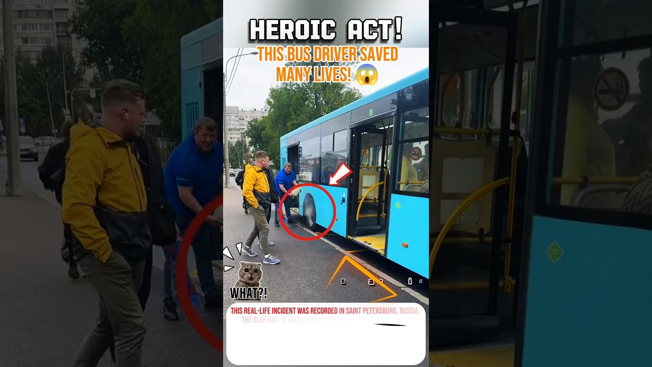 HEROIC ACT! Blue Bus Driver Saves Many Lives! 😱 #shortvideos #accident