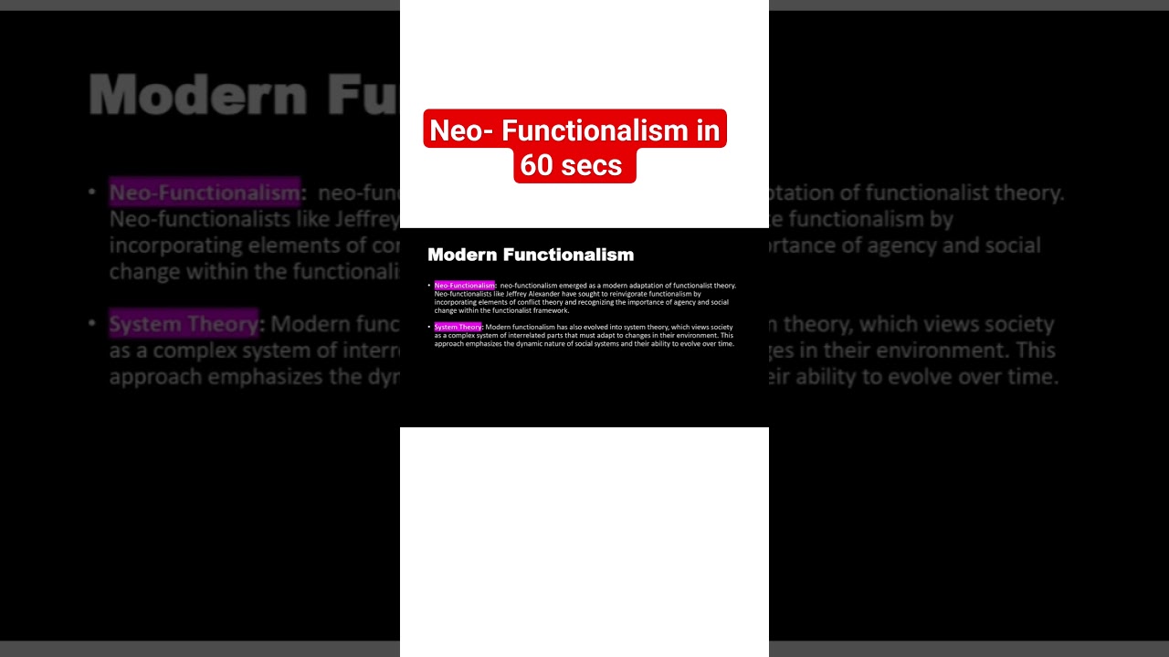 What is Neo functionalism in 60 secs | Introduction to sociology #sociologicalconcepts #sociology