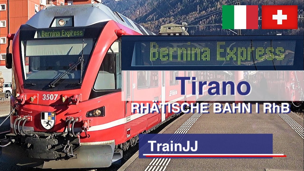 Bernina Express leaving Tirano Italy in direction Chur | RhB - Rhätische Bahn | ABe 8/12 Allegra