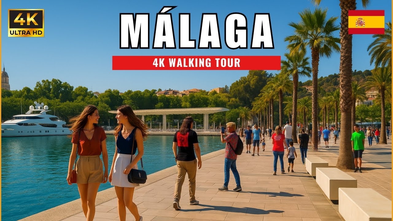 Málaga Spain 4K 2025 Costa Del Sol City Walking Tour | City Center & Port
