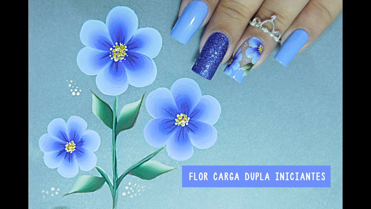 Unhas Decoradas com Flor em CARGA DUPLA Fácil #1 iniciantes CURSO ONLINE - Cusoaline.com
