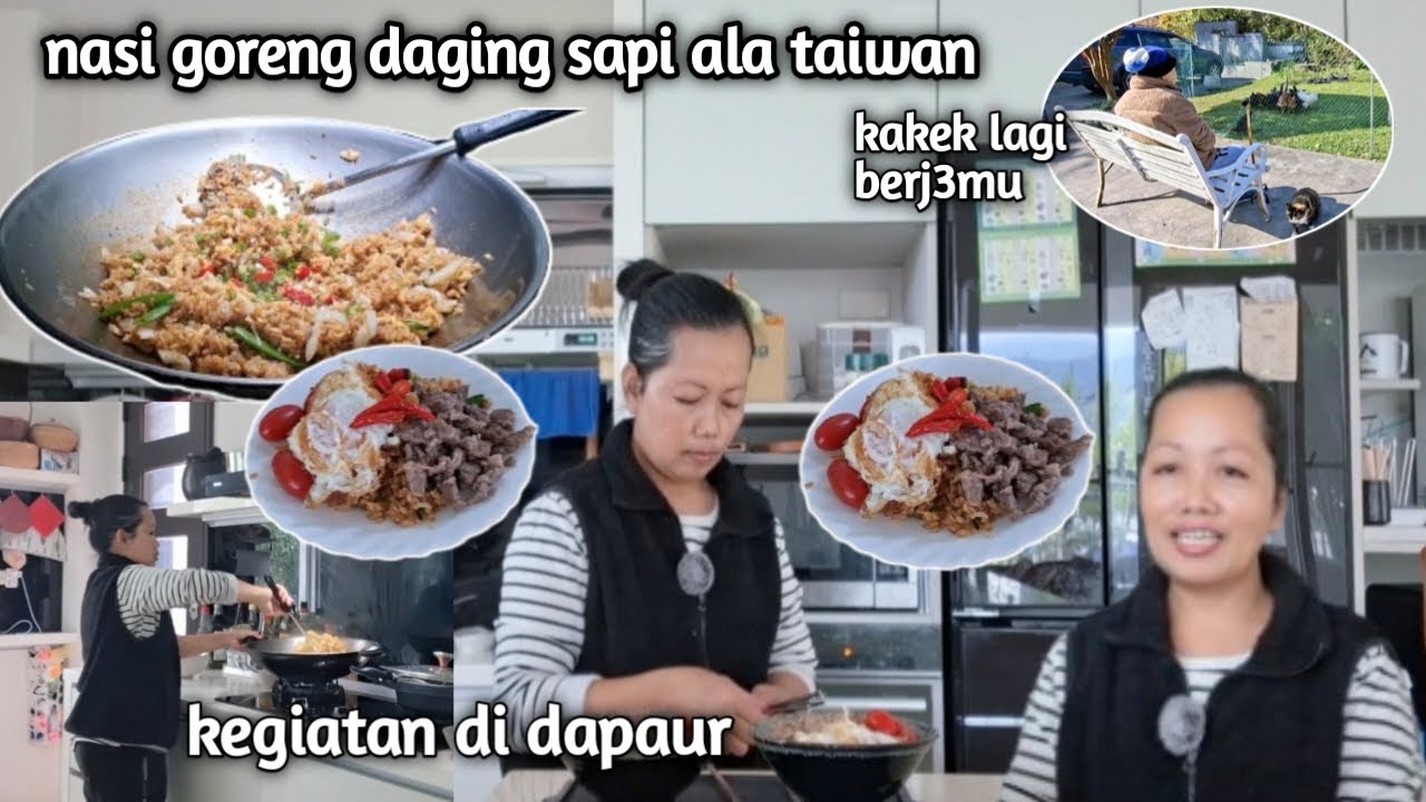 Kakek berjemur⁉️nasi goreng daging sapi//kesibukan tkw di rumah majikana#tkwtaiwan