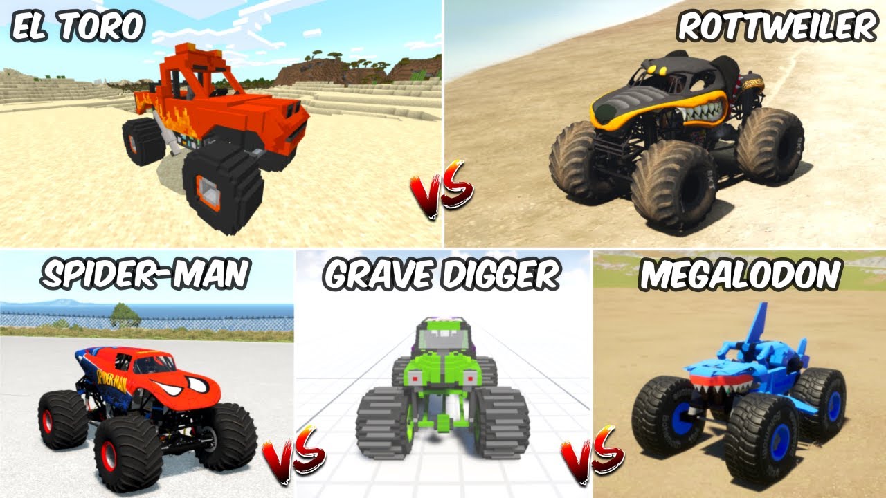 MINECRAFT MONSTER JAM TRUCK vs GTA 5 vs TEARDOWN vs BEAMNG DRIVE vs BRICKRIGS - WHICH IS BEST?