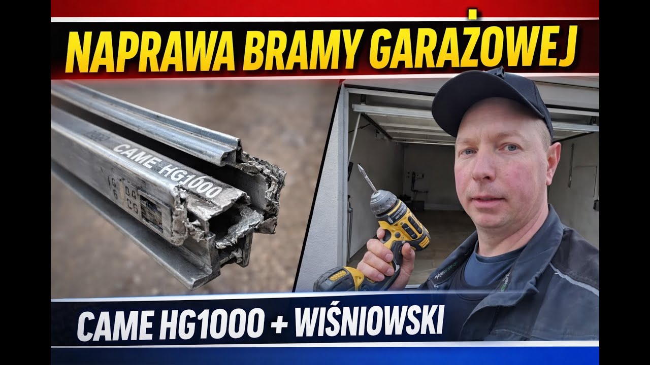Naprawa napędu CAME HG1000 i bramy uchylnej WIŚNIOWSKI | Szyna, tulejki i kostki przełamania