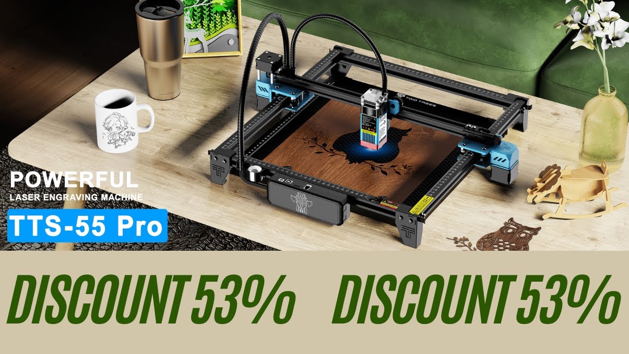 TwoTrees TTS-55 Pro Laser Engraver With Wifi Offline Control 80W Laser Engraving Cutting Machine