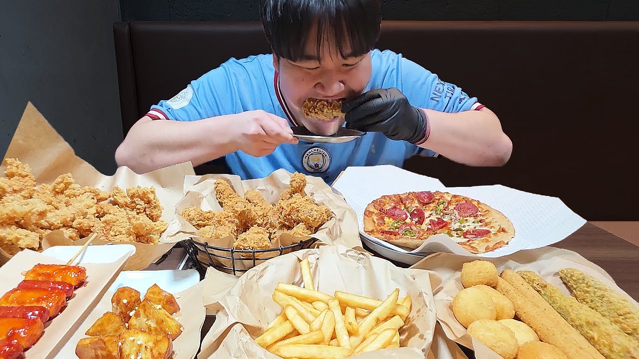 29번째 생일 BBQ 가서 황금올리브 닭다리에 다양한 사이드 메뉴까지 배부르게 먹었습니다!! 치킨 먹방!! [ Chicken Mukbang ]