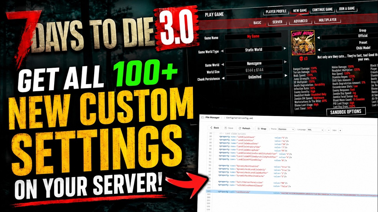 7 Days to Die 3.0 Dedicated Server Setup How to Get ALL 100+ New Settings On Your Server #7daytodie