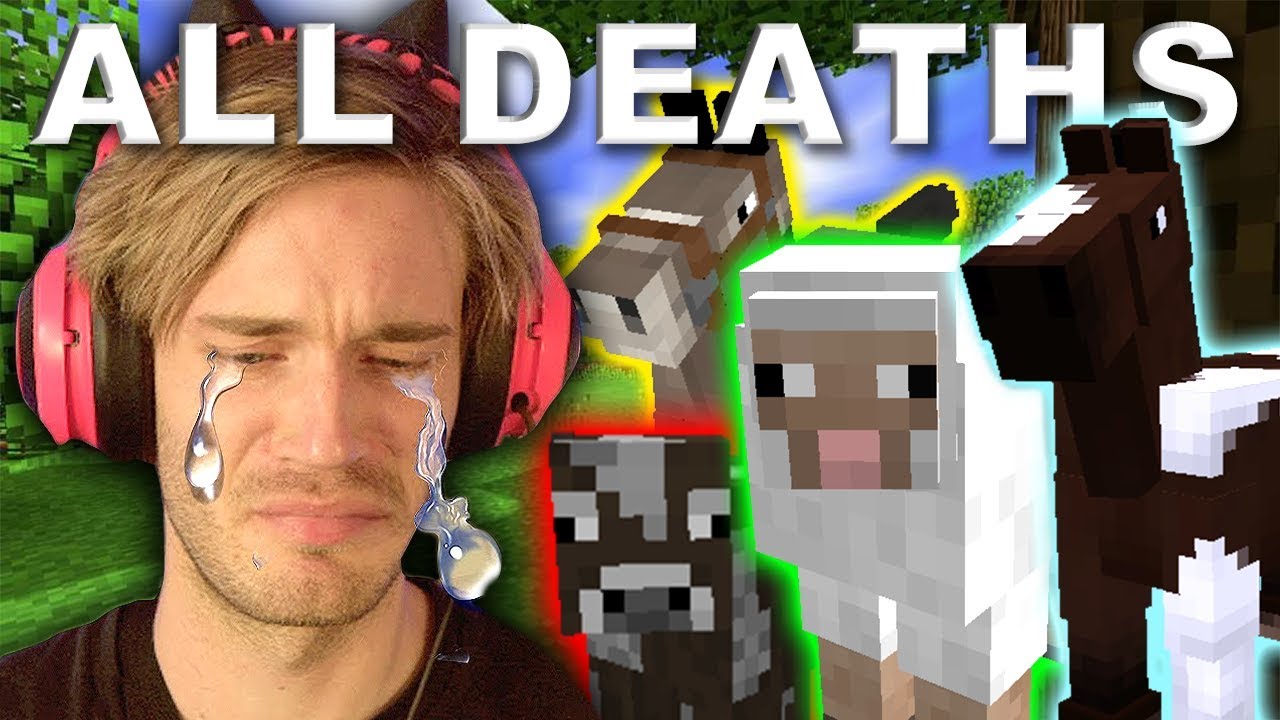 Every Major Animal Death In PewDiePie's Minecraft Series (JÖERGEN, WATER SHEEP, BOAT COW)