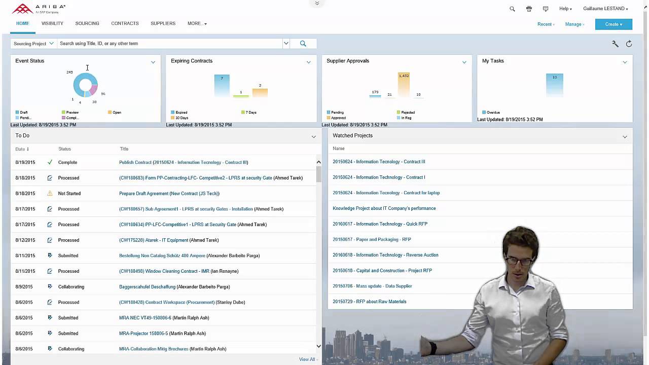 Ariba Sourcing with New UI - Demo of basic functionalities