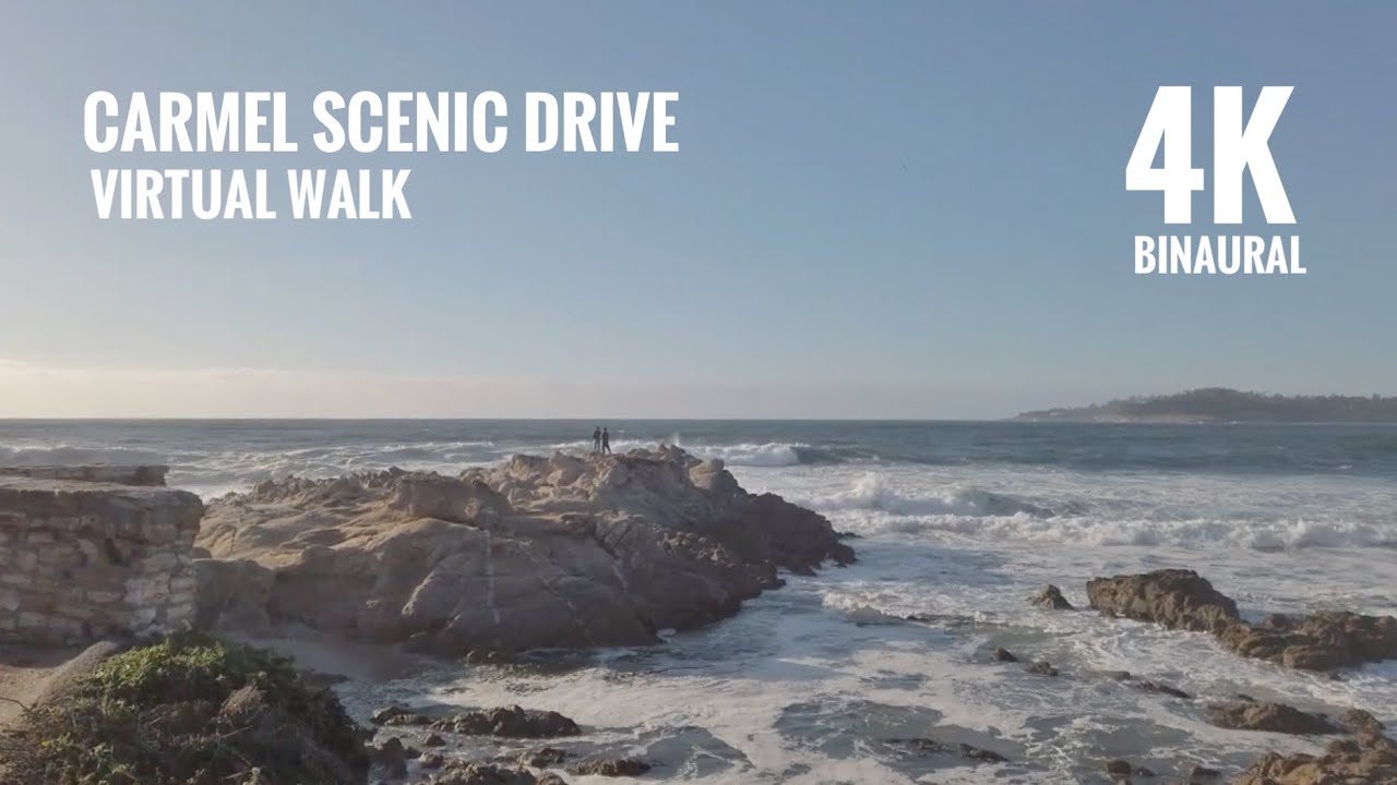 Carmel by The Sea Scenic Drive | Walk to Carmel Beach 4k | [Binaural Nature Sounds]