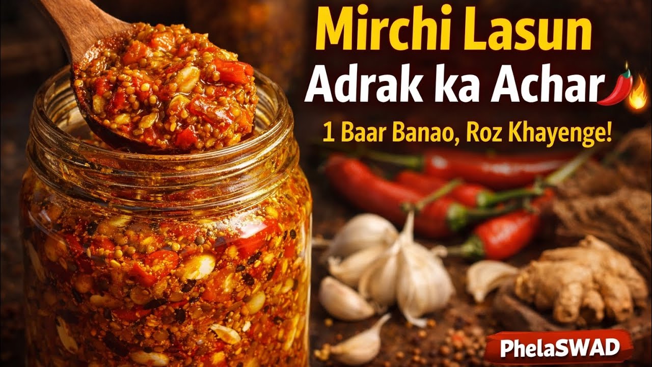 Mirchi Lasun Adrak ka Achar | 1 Baar Banao, Saal Bhar khao 🌶️ | Itna Tasty Ki Baar Baar Khayenge 🔥😍