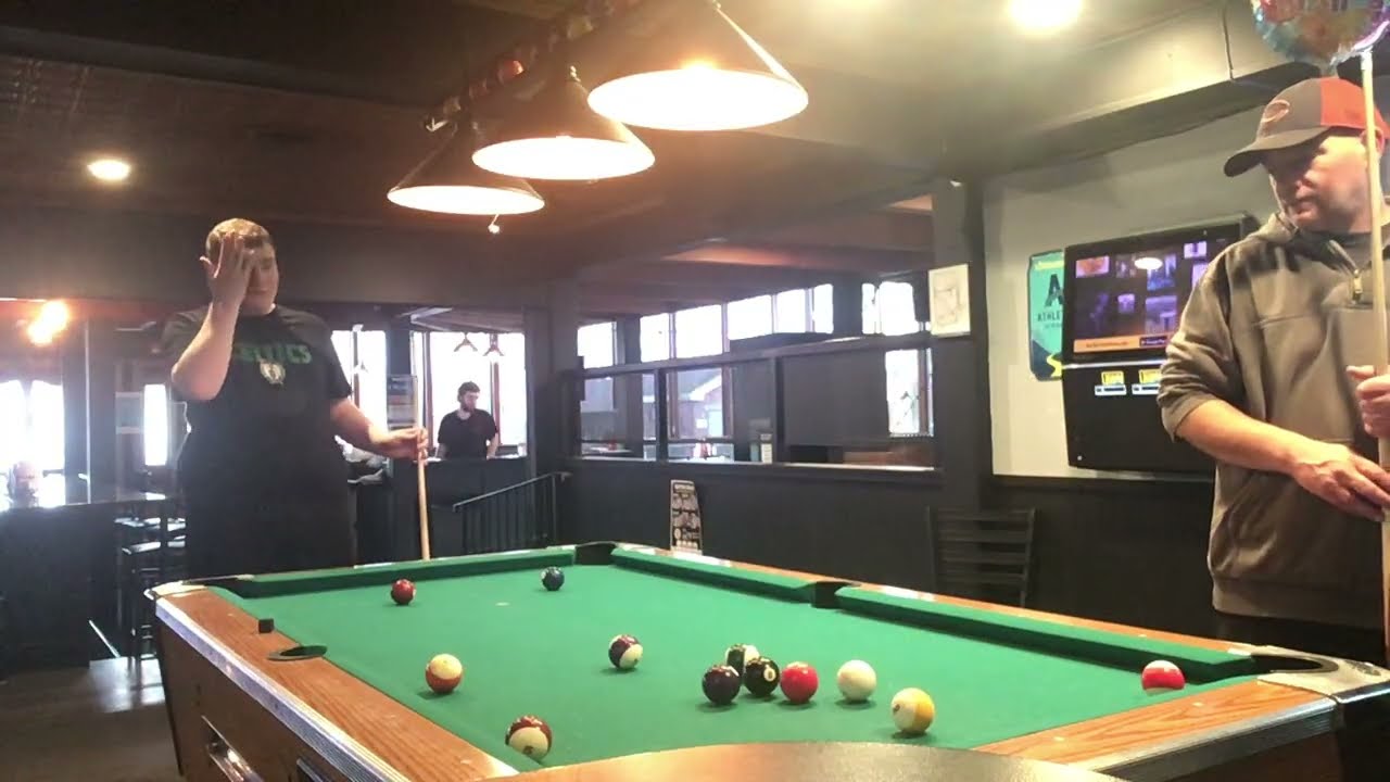 Last game, my dad vs me in one round of pool.