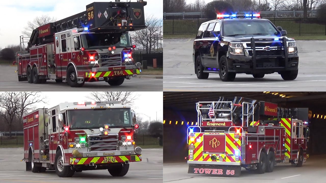 Rosemont IL Public Safety Fire Battalion 56, *NEW* Tower 56, & Engine 56 Responding
