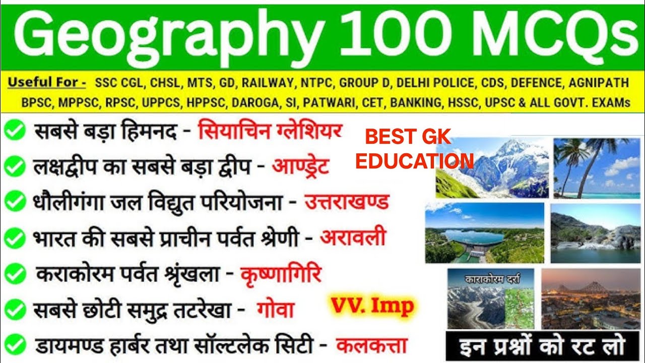 सामान्य ज्ञान जीके | Geography Question | GK Quiz | GK Questions and Answers | GK In Hindi | Top GK