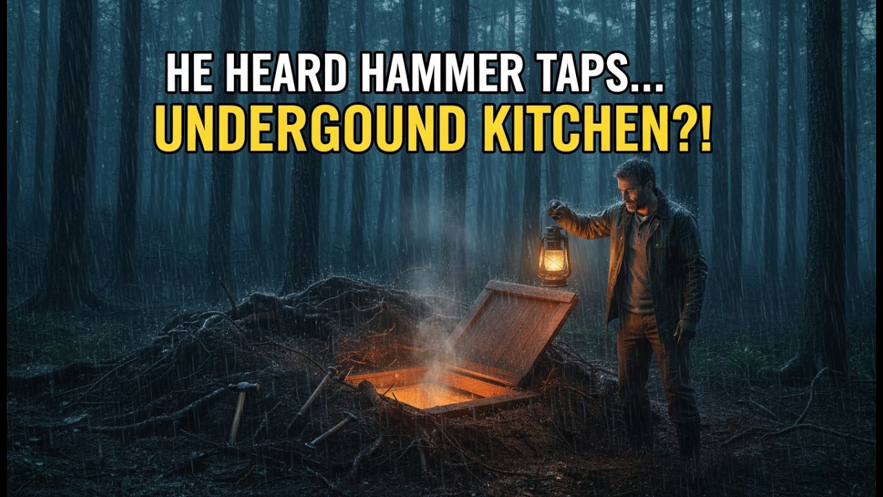 A stranger heard hammer taps in the rain, and discovered a hidden underground kitchen