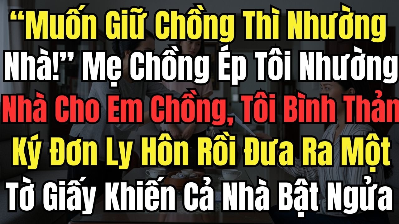 &ldquo;Muốn Giữ Chồng Th&igrave; Nhường Nh&agrave;!&rdquo; Mẹ Chồng &Eacute;p T&ocirc;i Nhường Nh&agrave; Cho Em Chồng, T&ocirc;i K&yacute; Đơn Ly H&ocirc;n Rồi Đưa
