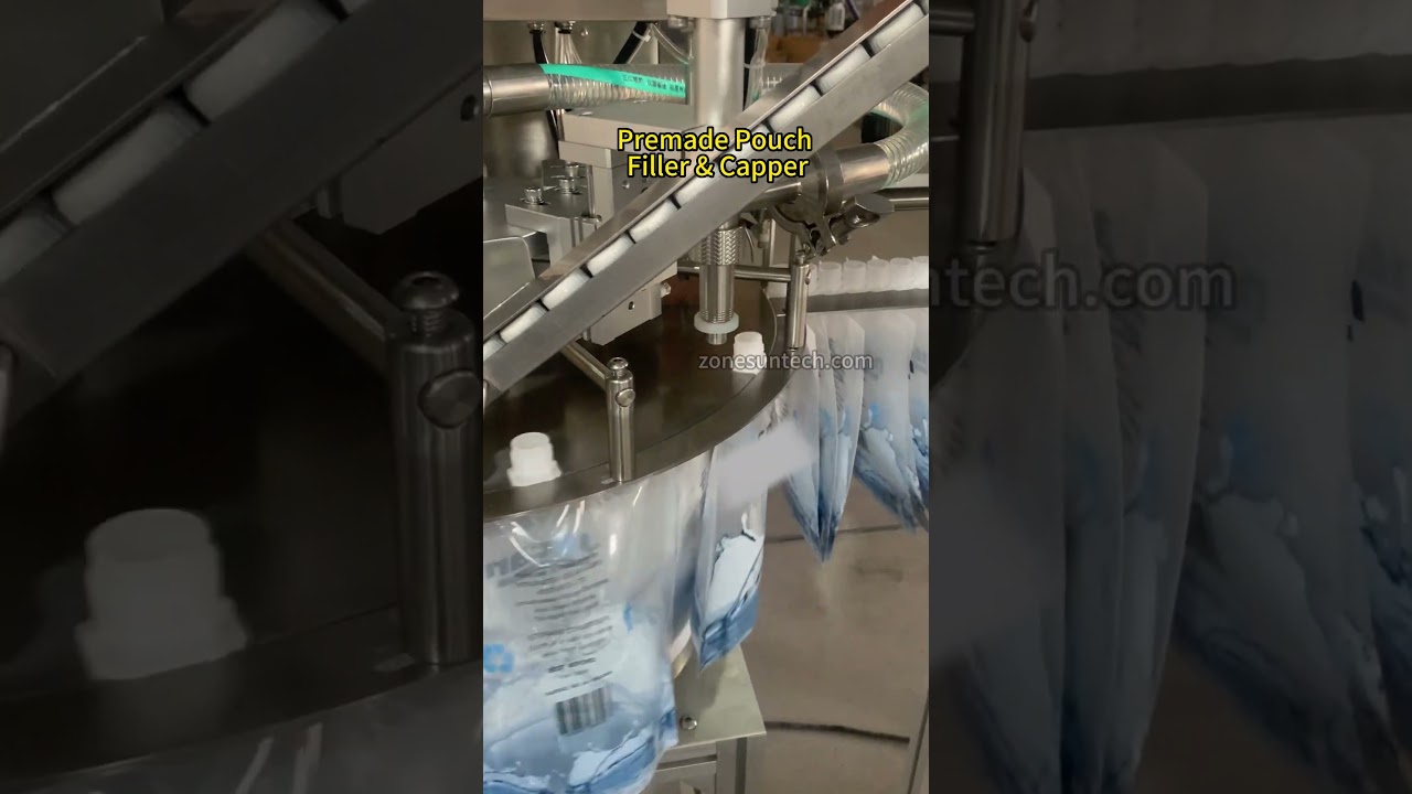 ZONESUN Water Liquid Spout Pouch Filling Capping Machine #machine #packingmachine #fillingmachine