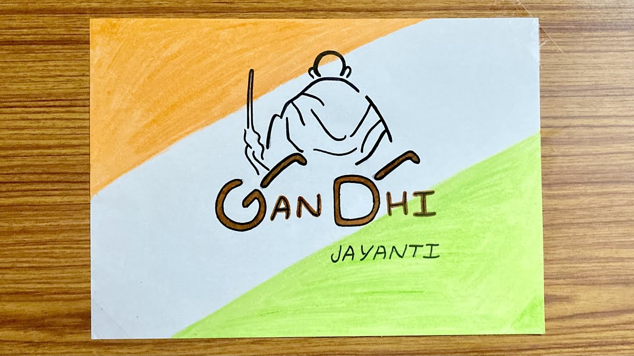 Simple Gandhi Jayanti poster|easy Mahatma Gandhi drawing for beginners|October 2 drawing