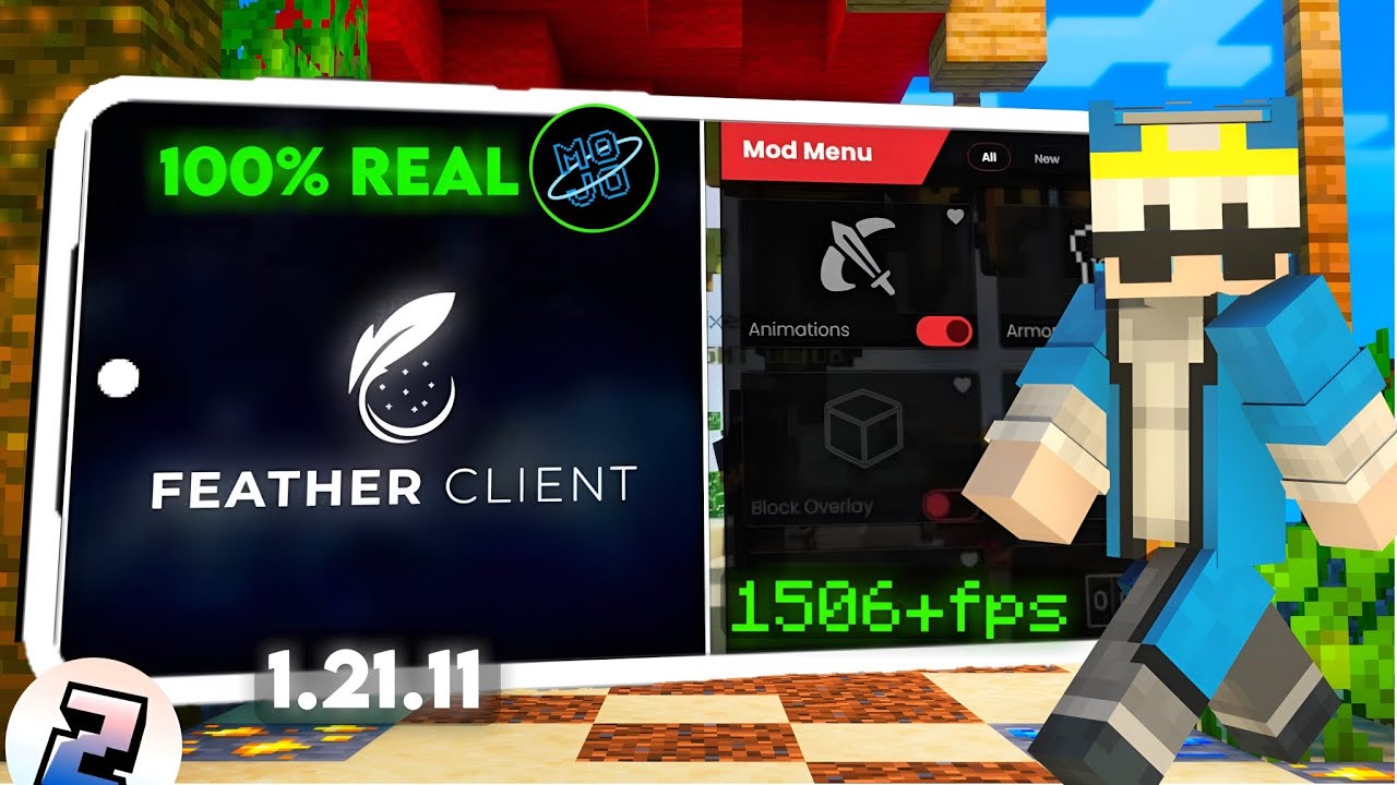 Finally real feather client for 1.21.11 Mojo launcher/ zalith launcher/pojav no fancy menu 300+fps 😱