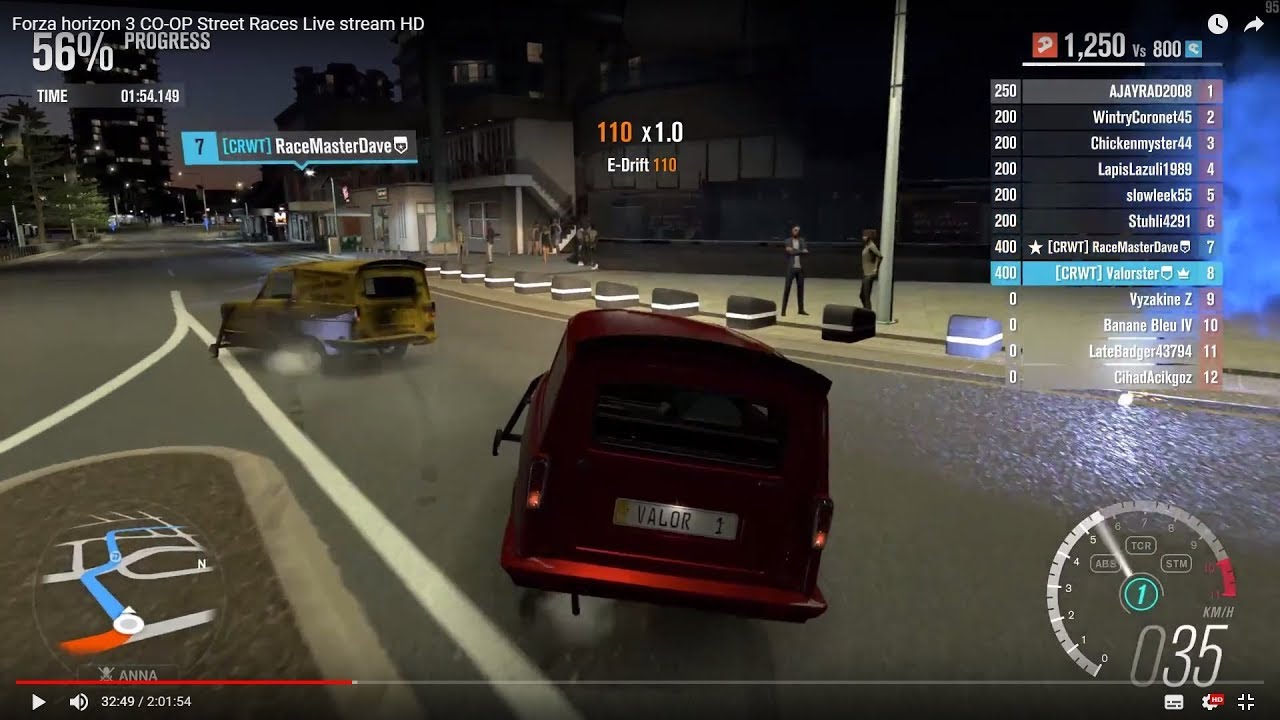 Forza horizon 3 CO-OP Street Races Part 1 Live stream HD
